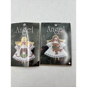 Dimensions Christmas Cross Stitch Lot Of 2‎ Angel Wreath & Angel Bear NEW